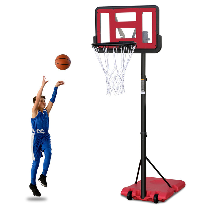 Use for Outdoor Height Adjustable 4.8 to 7.7ft Basketball Hoop 28 Inch Backboard Portable Basketball Goal System with Stable Base and Wheels - Tenko Co., Ltd.