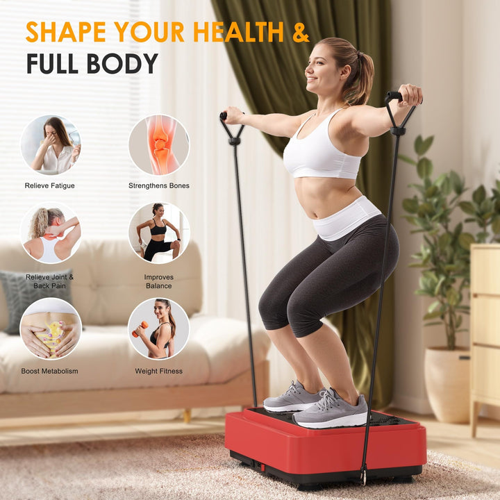 Vibration Plate Machine with Resistance Bands - 99 Speed Levels, 450LBS Capacity, Remote Control , Full Body Workout for Weight Loss & Lymphatic Drainage - Tenko Co., Ltd.