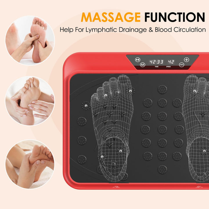 Vibration Plate Machine with Resistance Bands - 99 Speed Levels, 450LBS Capacity, Remote Control , Full Body Workout for Weight Loss & Lymphatic Drainage - Tenko Co., Ltd.