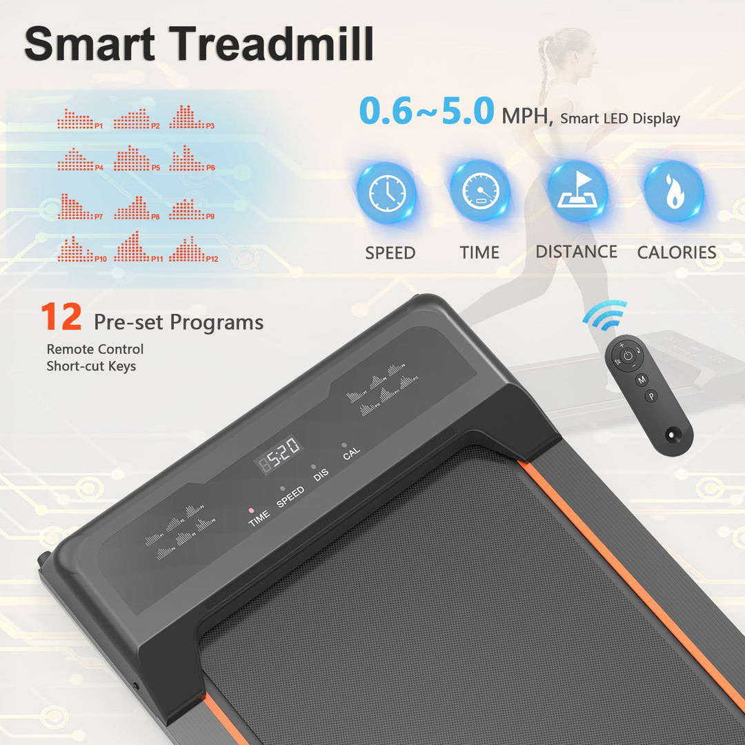 Walking Pad Under Desk Treadmill, LED Display and Remote Control Portable Treadmill for Home and Office, 2.5HP 265LBS - Tenko Co., Ltd.