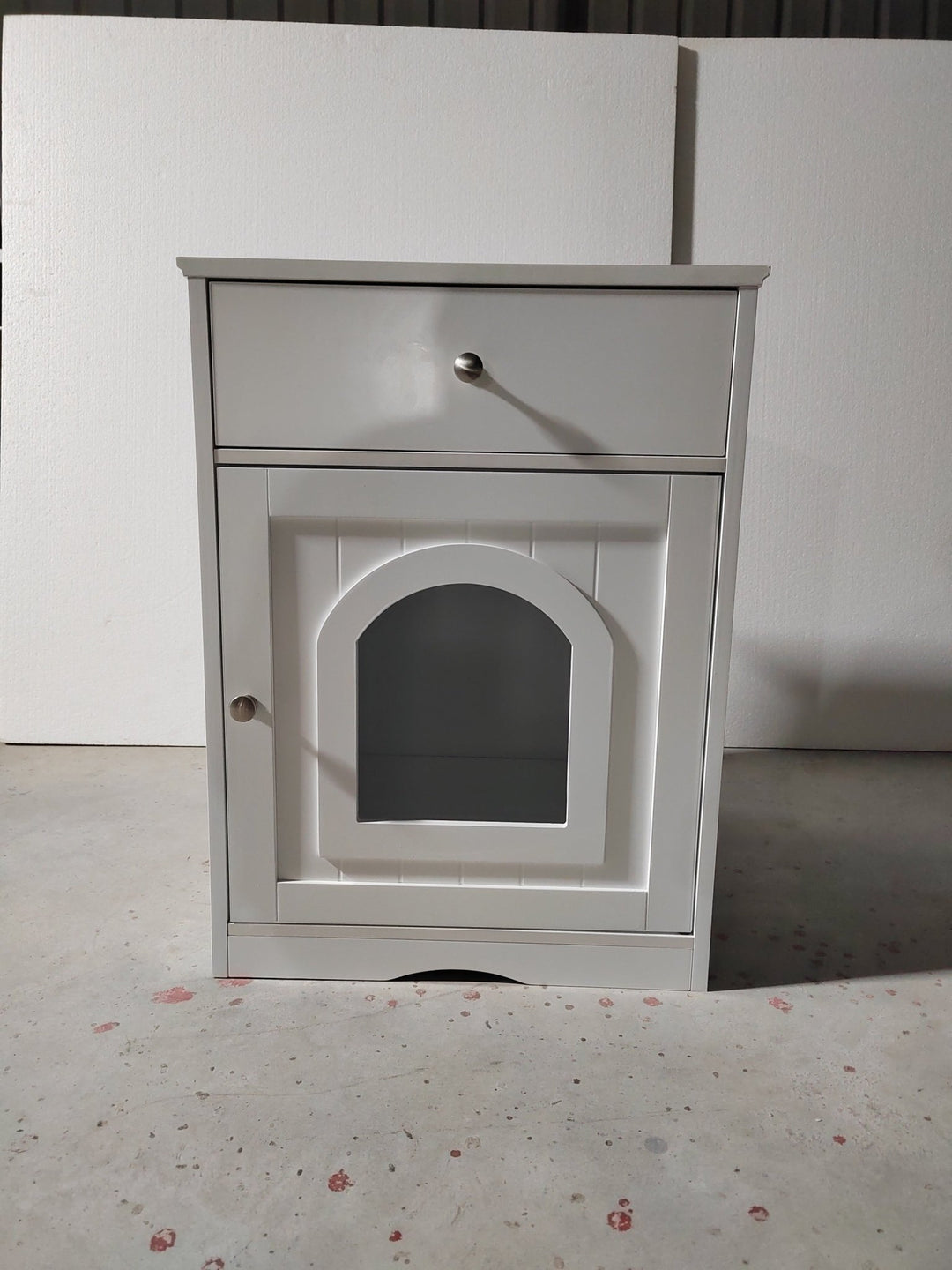 Wooden Pet House Cat Litter Box Enclosure with Drawer, Side Table, Indoor Pet Crate, Cat Home Nightstand (White) - Tenko Co., Ltd.
